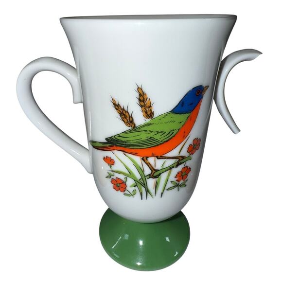 Set Of 3 Vintage 60s Fred Roberts Song Bird Footed Pedestal Mugs Made in Japan - Picture 3 of 6